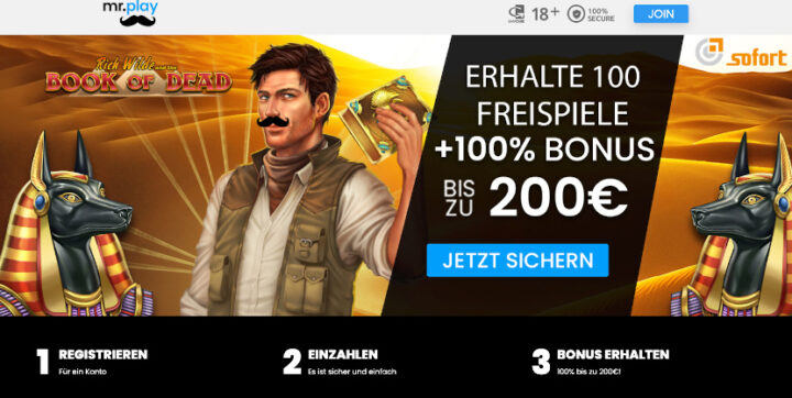 Mr Play Casino > 100% Bonus bis 200 Euro plus 100 Freispiele