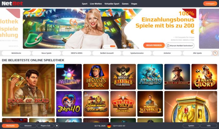 NetBet > Zahle €100 ein, spiele Automaten mit €200