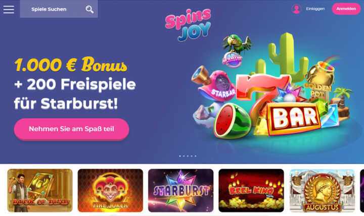 Spins-Joy > Mit в‚¬1000 Bonus plus 200 Freispiele fГјr Starburst